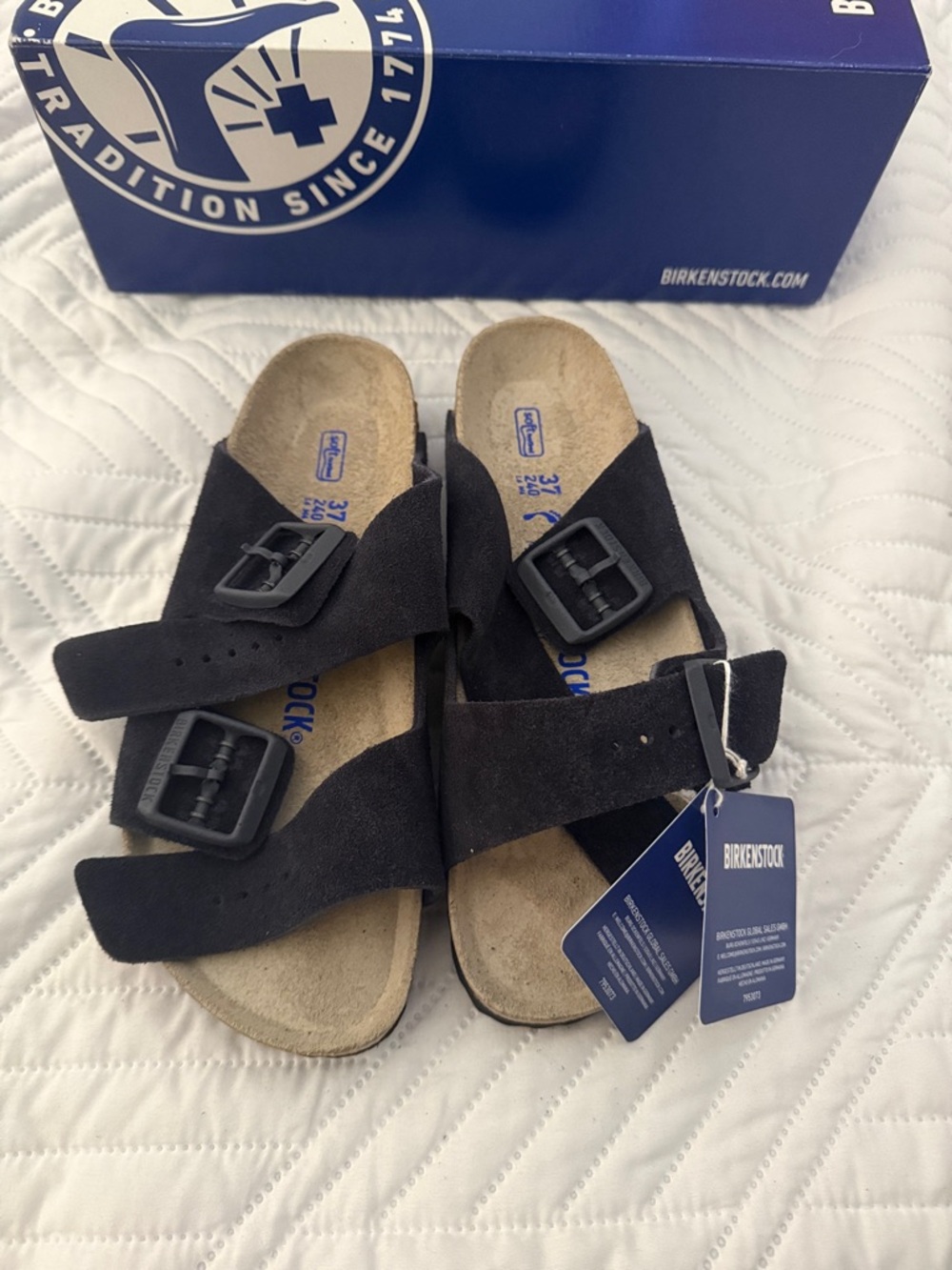 Birkenstock Black Suede Cross-Strap Sandals